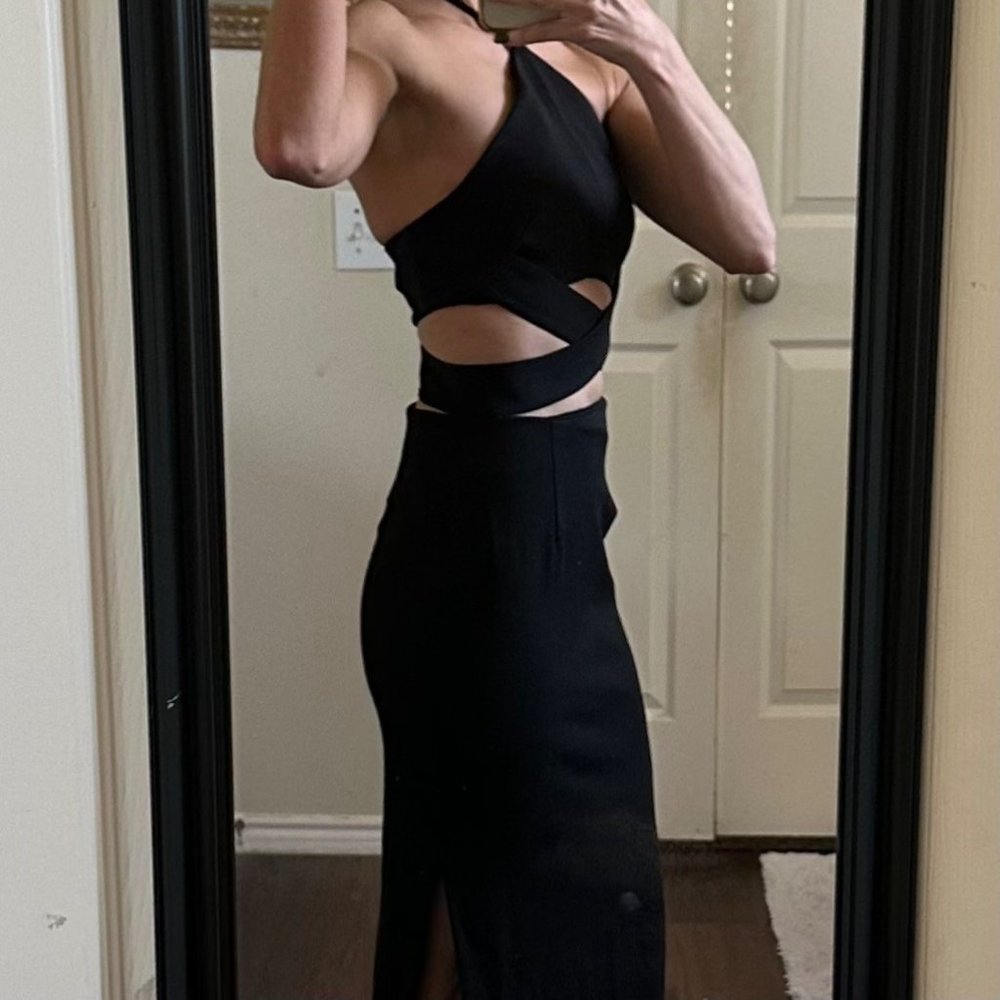 REVOLVE Nicholas black sleeveless cutouts cut outs formal dress gown - Picture 3 of 12